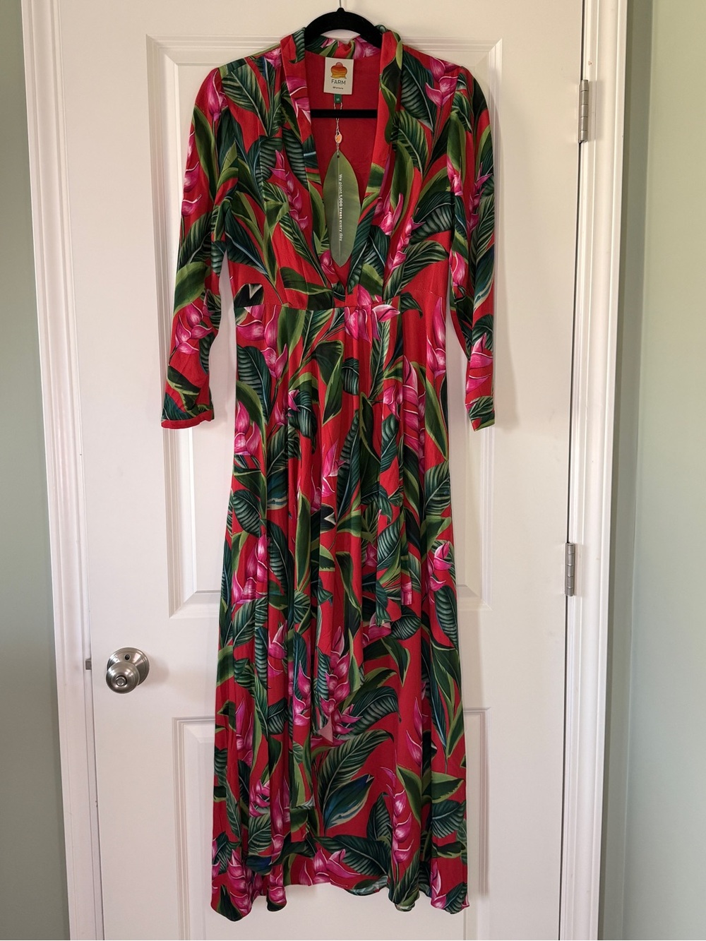 Farm Rio Dream Garden Red Maxi Dress